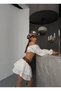 White Folded Skirt Crop Blouse-L - 3