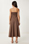 Strapless Midi Popin Dress Brown Lfk0009 - 6