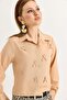 Bow Detailed Woven Shirt Mink - 3