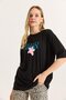 Front Back Printed Crew Neck Tshirt Black - 2