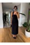 Black Neck Strap Midi Dress with Slit Detail – Fit Mold, Tok Double Fabric 146