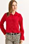Bow Detailed Woven Shirt Red - 3