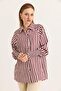 Cuff Detailed Oversize Stylish Shirt Burgundy
