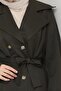 Women's Buttoned Belted Khaki Trench Coat - 5