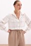 Embroidery Detailed Viscose Shirt - Beige - 4