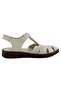 D25Ys-02550 Cream Skin Leather Closed Front Women's Comfort Sandals - 3