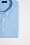 Men's Plus Size Short Sleeve Lapel Button Cotton Pocket Solid Blue Shirt - 3