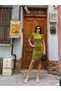 Low Waist Gathered Short Sleeve Dress 582997 Pistachio Green