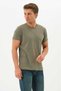 Men's Khaki Color 100% Cotton Crew Neck Standard Fit Regular Cut T-Shirt - 4