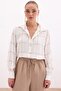 Embroidery Detailed Viscose Shirt - Beige - 2