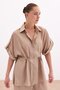Waist Drawstring Detailed Shirt - Camel - 3