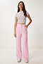 Lycra Comfortable Palazzo Knitted Trousers Candy Pink Lrv0019 - 3