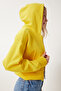 Hooded Hooded Zippered Sweatshirt Yellow Low0019 - 5