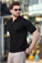 Polo Neck Striped Zippered Men's T-Shirt - 3
