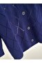 Dila Baklava Pattern Perforated Cardigan-Zi̇6150 Navy Blue - 3