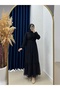 فستان سهرة شيفون مبطن بنمط بوم بوم من Yelola-PA9511 أسود