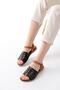 205-029 Black Orthopedic Genuine Leather Women's Sandals - 2