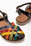 205-02 Black Multi Orthopedic Genuine Leather Women's Sandals - 5