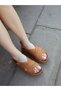 2585-Lx Eren Shoes&Bag Genuine Leather Cross-Strapped Flat Sole Orthopedic Women's Sandals Real Leather Tan - 7