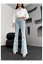 Dodge Light Blue Snow Flared Leg High Waist Jean Flare Women's Lycra Gathering Jeans Pants
