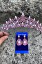 Clara Pink Bridal Henna Crown Special Occasion Accessory Women's Crown and Drop Shuttle Earrings Set