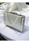 New Model Silver Color Shiny Patterned Chain Strap Pearl Handle Women's Evening Dress Bag Wedding Engagement - 5