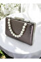 New Model Platinum Color Shiny Patterned Chain Strap Pearl Handle Women's Evening Dress Bag Wedding Engagement - 7