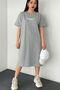 Women's Minimalist Printed T-Shirt Crew Neck Dress/Tunic