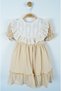 Girls' Linen Textured Dress with Elegant Lace Collar and Bag (Age 2-5) - 3