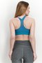 Women Brand Logo Lightly Padded Sports Bra, Teal Blue - 4