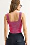 Button Accessory Strap Knitwear Crop Blouse Pink - 4