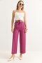 Waist Belted Wide Leg Crepe Trousers Pink - 2