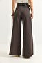 Linen Blend Palazzo Trousers Brown - 5