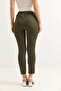 Elastic Waist Short Leg Double Crepe Trousers Khaki - 4
