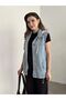Women's Hooded Denim Jean Jeans Vest - 3