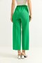 Waist Belted Wide Leg Crepe Trousers Green - 4