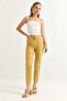 Elastic Waist Short Leg Double Crepe Trousers Yellow - 5