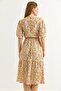 Double Breasted Collar Gathered Waist Midi Dress Mixed - 4