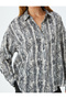 Snakeskin Print Long Sleeve Satin Shirt - 5