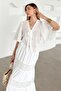 Lace Detailed Crop Guipure Shirt White 9352 - 2