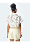 Floral short sleeve crop shirt. - 4