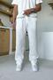Elastic Waist Muslin Fabric Trousers White