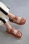 Martina Women's Buckle Detail Daily Leather Sandals Tan - 2