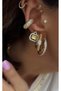 Brand Model Gold Yellow Baguette Stone Earrings