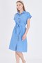 Women's Blue Waist Belt Short Sleeve Shirt Dress Arm-25Y001065 - 3