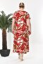 Women's Red White Tropical Pattern Stretchy Maxi Dress - 6