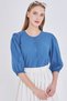 Women's Dark Blue Crew Neck Quarter Sleeve Shirt Arm-25Y001062 - 5