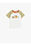 Beige Printed Cotton T-Shirt