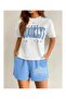 Women's Printed T-Shirt and Shorts Bottom Top Set - 2