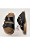 Leather Look Anatomic Sole Adjustable Double Buckle Unisex Waiter Boy Home and Street Slippers - 5